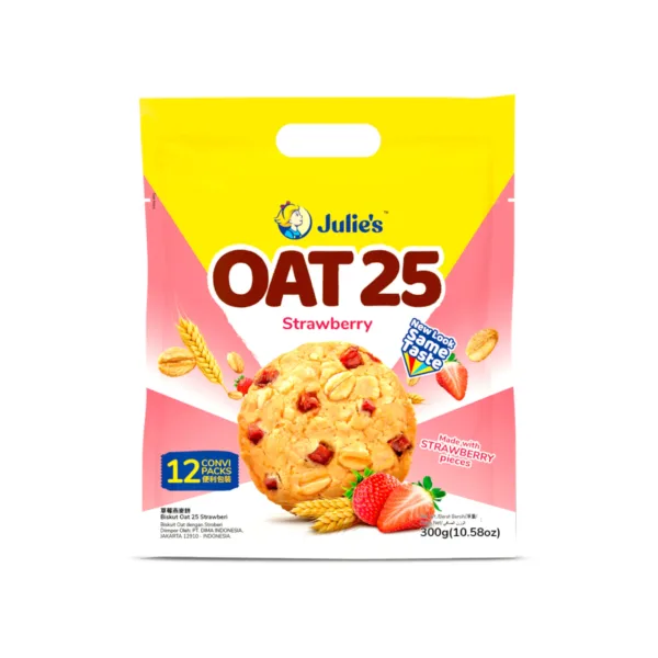 Julie's Oat 25 Strawberry Cookies 300g Julie's Oat 25 Strawberry Cookies 300g - Image 1