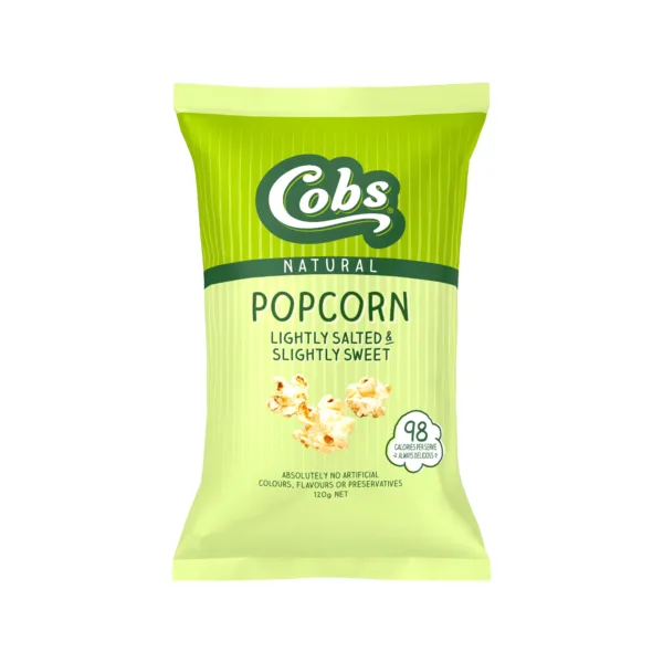 Cobs Natural Popcorn Lightly Salted & Slightly Sweet 120g - Image 1