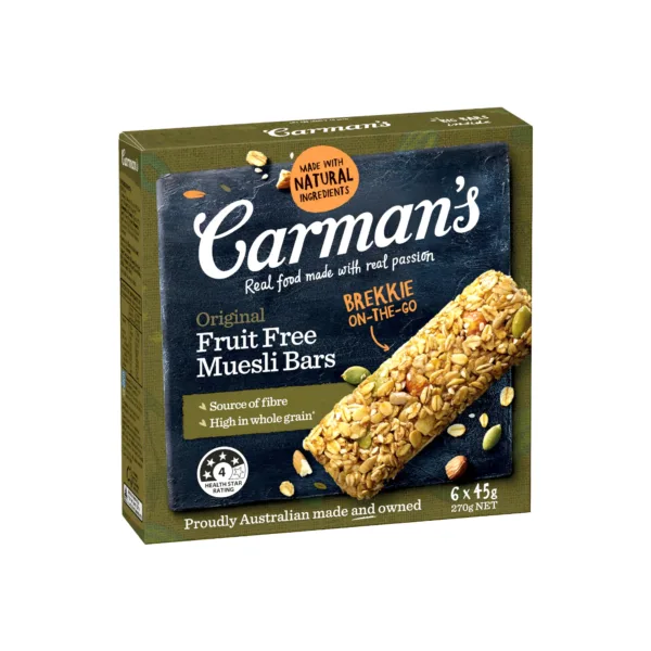 Carman’s Original Fruit Free Muesli 6Bars x 45g Carman’s Original Fruit Free Muesli 6Bars x 45g - Image 1