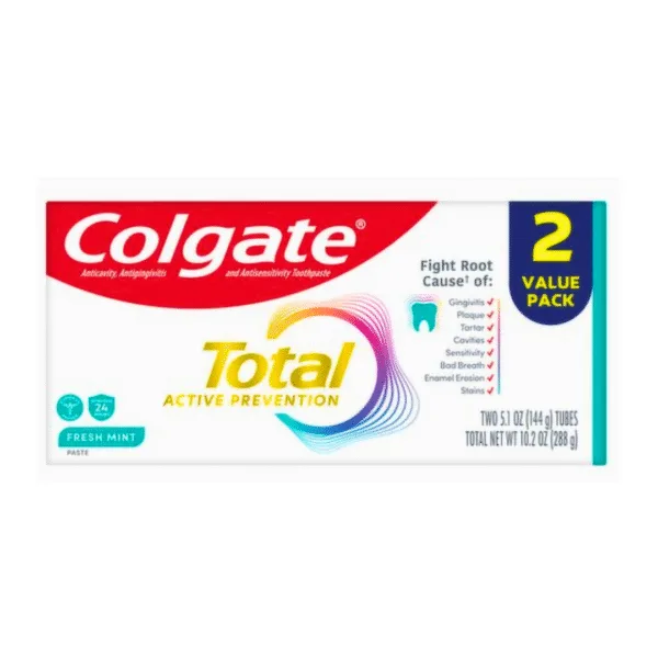 Colgate Total Active Prevention Fresh Mint Toothpaste - 2x150g - Image 1