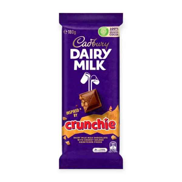 PhotoRoom-20230608_134849_10 Cadbury Dairy Milk Crunchie milk chocolate block 180g - Image 1