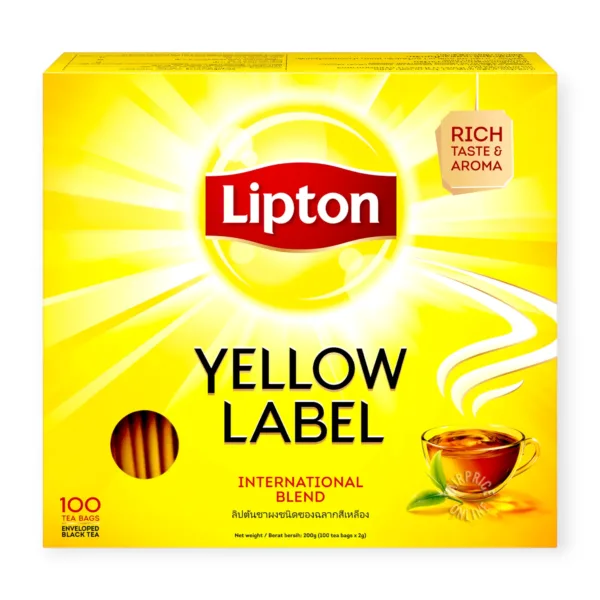 PhotoRoom-20230621_145848 Lipton Yellow Label Tea Bags - International Blend (100 Tea Bag) - 200g - Image 1