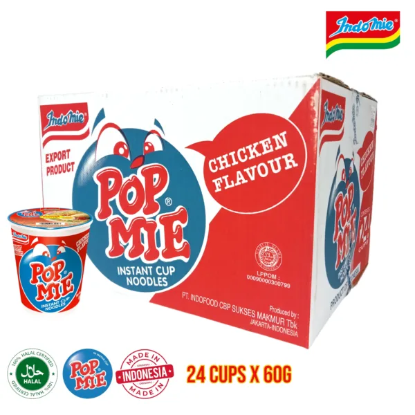 Indomie Pop Mie Chicken Cup Noodles 1Ctn - 24 X 60g - Image 1