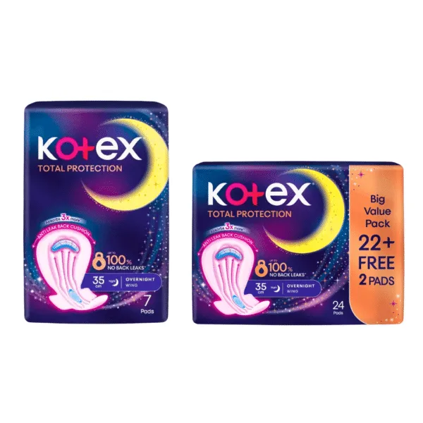 Kotex Total Protection Overnight Wing Pads- 35cm - Image 1