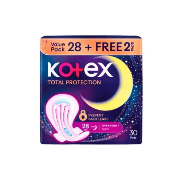 Kotex Total Protection Overnight Wing Value Pack 28cm [28+Free2] - 30Pads - Image 1