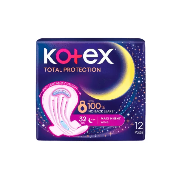 Kotex Total Protection Maxi Night Wing 32cm - 12Pads Kotex Total Protection Maxi Night Wing 32cm - 12Pads - Image 1