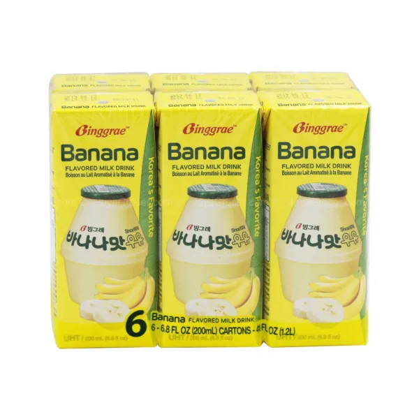 Binggrae Banana Flavored Milk Drink 6Pcsx200ml - Image 1