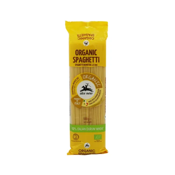 Alce-Nero-Organic-spaghetti.jpg Organic Spaghetti Alce Nero 100% Italian Durum Wheat 1.6mm 500g - Image 1