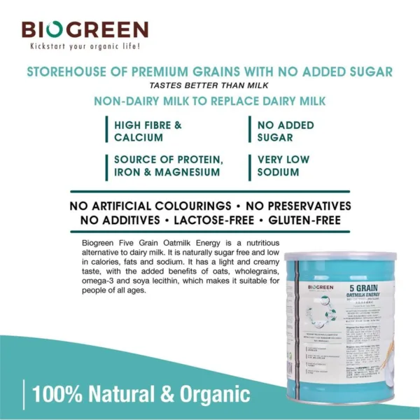 Biogreen 5 Grain Oatmilk Energy 330Gm (30Gm X 11 Sachet) - Image 2