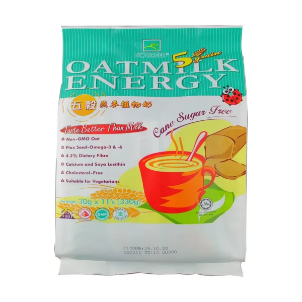 BioGreen-oatmeilk-energy-330g_2.jpg Biogreen 5 Grain Oatmilk Energy 330Gm (30Gm X 11 Sachet) - Image 1
