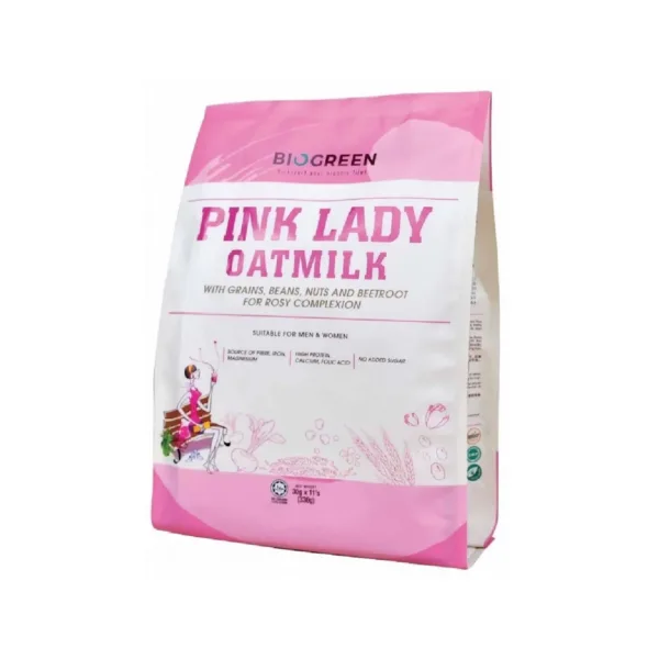 BioGreenPink-Lady-oatmilk-330GM_1.jpg Biogreen Pink Lady Oatmilk With Grains, Beans, Nuts and Beetroot 330gm - Image 1