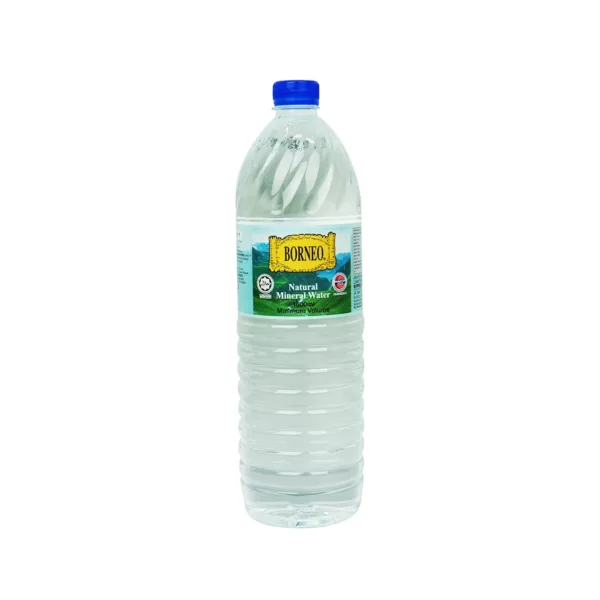 Borneo-Mineral-water-1.5ltr.jpg Borneo Air Mineral Semulajadi Drinking Water 1.5lit (Pack Of 12Pcs) Carton - Image 1