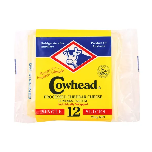 Cowhead-Slice-Cheddar-Cheese-12S.jpg Cowhead 12 Slices Processed Cheddar Cheese - Image 1