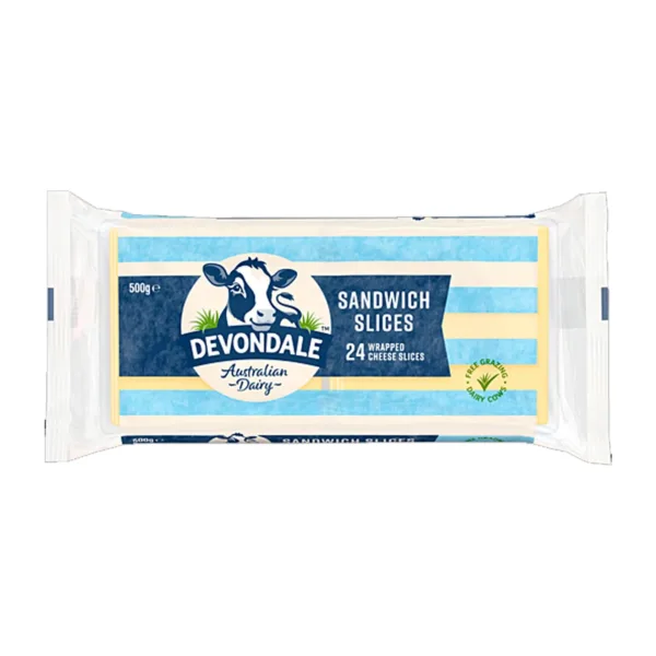 Devondale-sandwich-cheese-24s.jpg Devondale Sandwich Slices 24 Cheese Slices 500g - Image 1