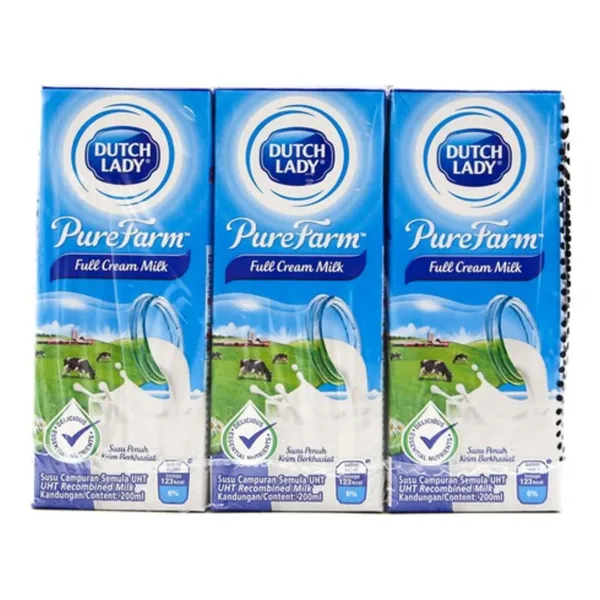 Dutch-Lady-Full-Cream-Milk-6x200ml.jpg Dutch Lady Purefarm Milk Full Cream 6x200ml - Image 1