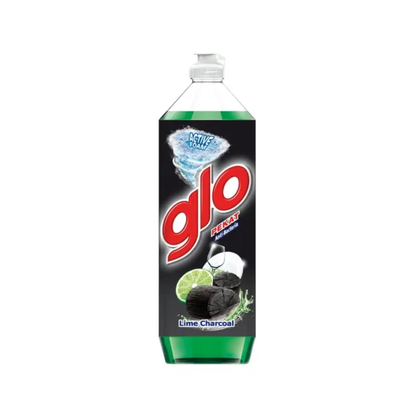 Glo Dish Wash Liquid Lime Charcoal - 1.2ltr - Image 1