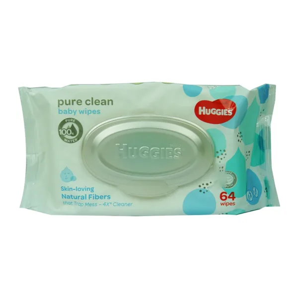 Huggies-Baby-Wipes-Pure-Clean-64s.jpg Huggies Pure Clean Baby Wipes Wet Tissue 64 Wipes - Image 1