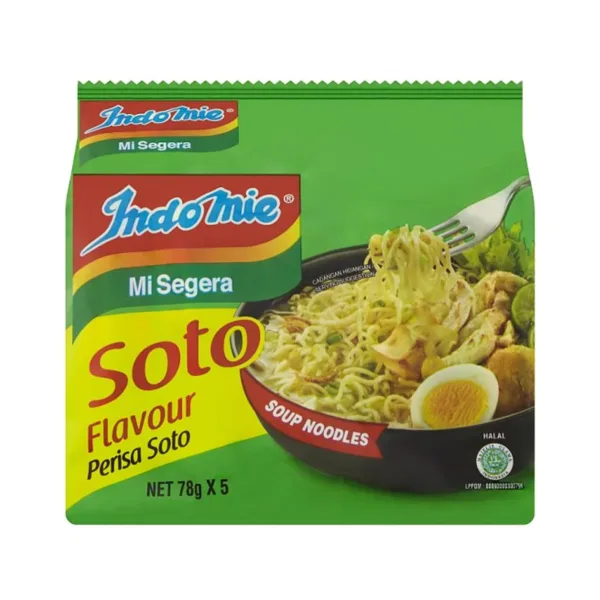 Indomie-mi-segara-soto-flavour-5x78gm.jpg Indomie Mi Segera Soto Flavour Perisa Soto Soup Noodles 5x78g - Image 1