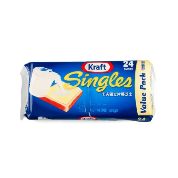 Kraft-Singles-Processed-Cheese-500gm.jpg Kraft Singles Processed Cheese 500g 24 slices - Image 1