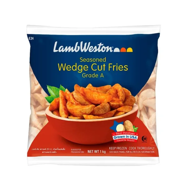 Lamb-Weston-Seasoned-Wedge-Cut-Fries.jpg Lamb Weston Seasoned Wedge Cut Fries Grade A 1kg - Image 1