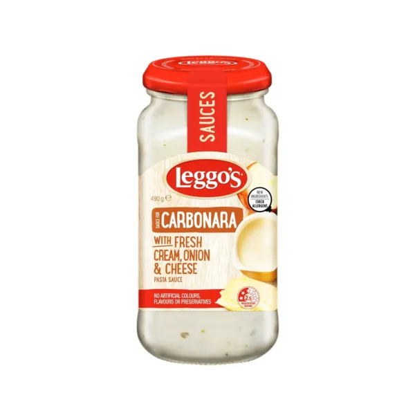 Leggo’s Carbonara With Fresh Cream,Onion&Cheese Pasta Sauce  490g - Image 1