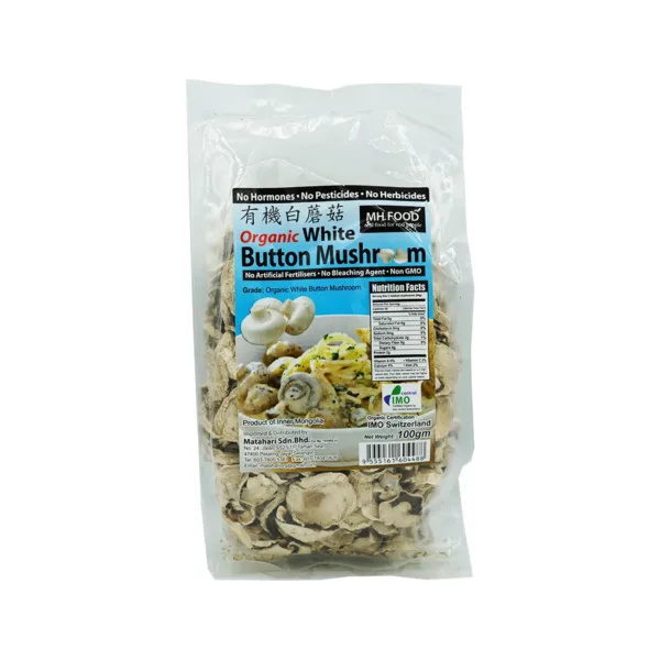 Mh Food Organic White Button Mushroom 100g - Image 1