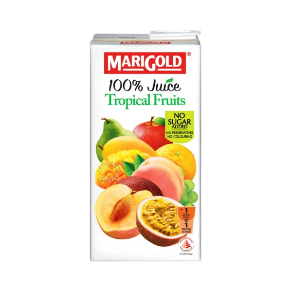 Marigold 100% Juice Tropical Fruits No Sugar Added 1lit - Image 1