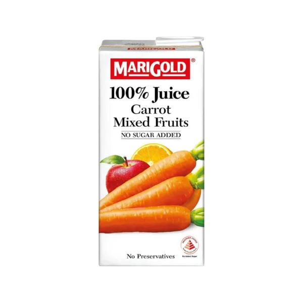 Marigold-Carrot-Mixed-Fruit-1ltr.jpg Marigold 100% Juice Carrot Mixed Fruits No Sugar Added 1lit - Image 1