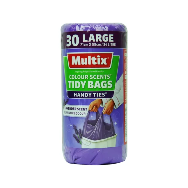 Multix Colour Scents Tidy Bags Handy Ties Lavender Scent Eliminates Odour 71Cmx58Cm/34Litre-30Large - Image 1