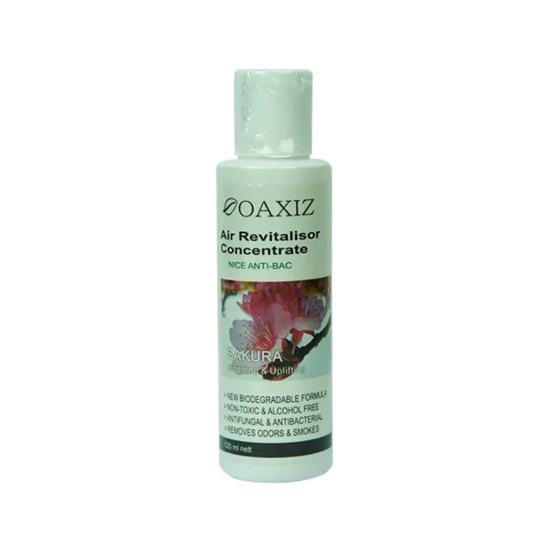 OAXIZ-Air-revitalisor-perfume-Sakura-120ml.jpg Oaxiz Air Revitalisor Essential Oil Nice Anti-Bac Sakura Inspring & Uplifiting 120ml 104*oasis 176-120 - Image 1