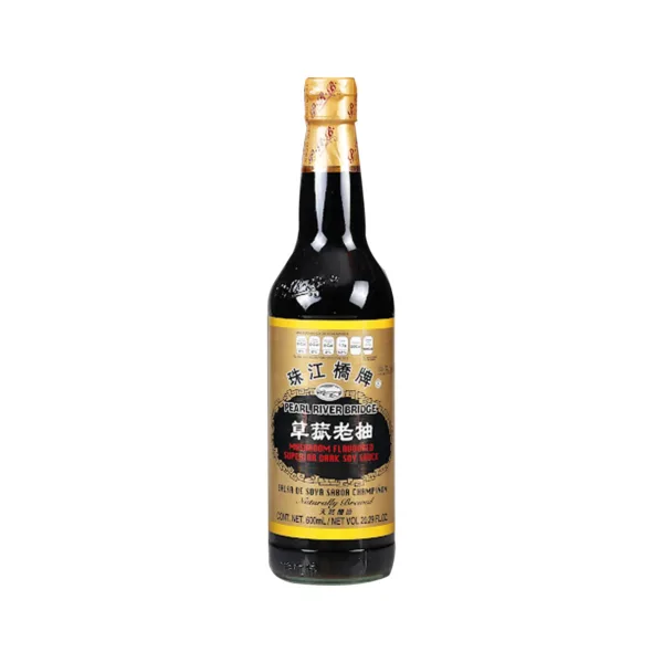 Pearl River Bridge Mushroom Flavoured Superior Dark Soy Sauce 600ml - Image 1