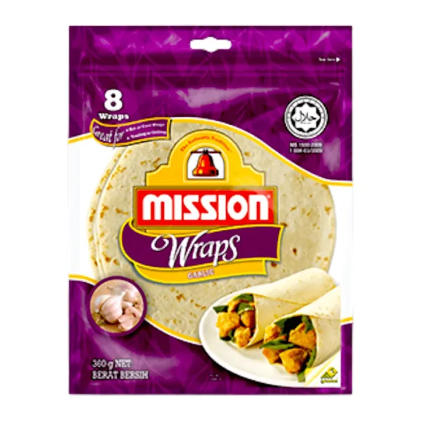 Mission Wraps Garlic 8 pieces 360g - Image 1