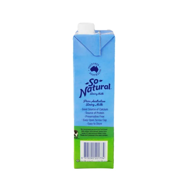 So Natural Full Cream Milk UHT Tetra Pack 1 Ltr - Image 4