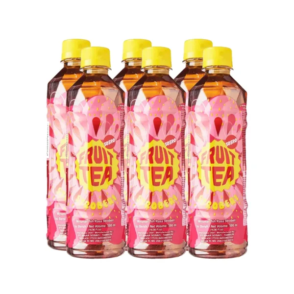Sosro Fruit Tea Strawberry 6x500ml - Image 1
