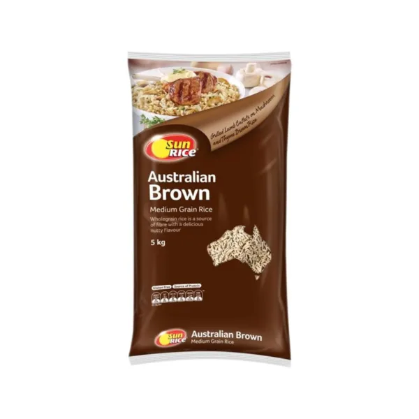 Sunrice Australian Brown Medium Grain Rice 5kg - Image 1