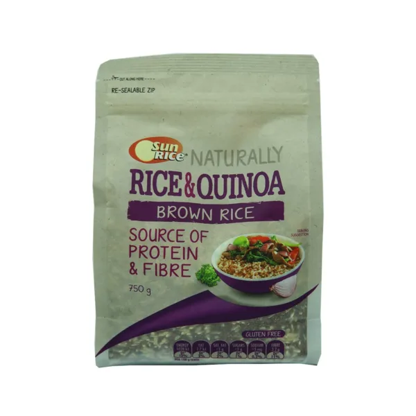 Sun-Rice-Naturally-rice-quinao-Brown-Rice-750g.jpg Sunrice Naturally Rice&Quinoa Brown Rice Source Of Protein&Fibre 750g - Image 1