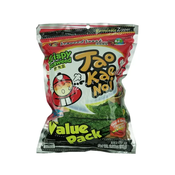 Tao-kae-noi-crispy-seaweed-hotspicy-value-pack-59g.jpg Tao Kae Noi Crispy Seaweed Hot&Spicy Flavour Value Pack 59g - Image 1