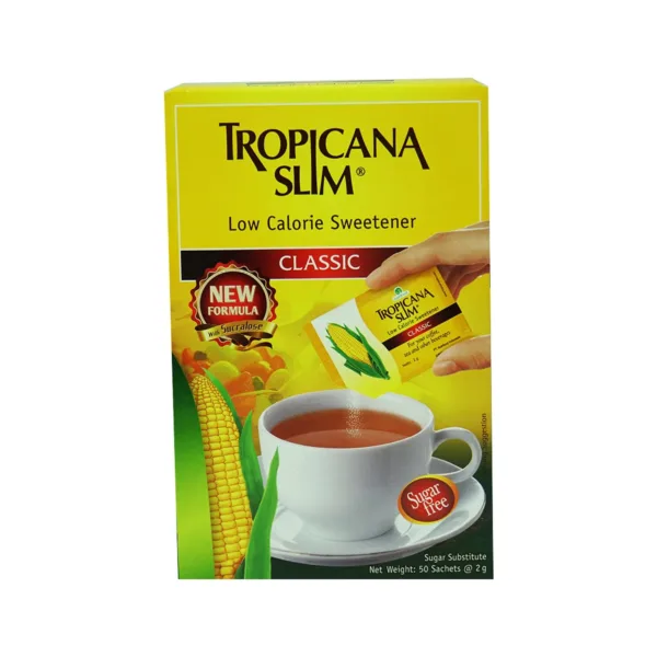 Tropican-Slim-Classic-100g.jpg Tropicana Slim Low Calorie Sweetener Classic Sugar Free 50 Sachets - Image 1
