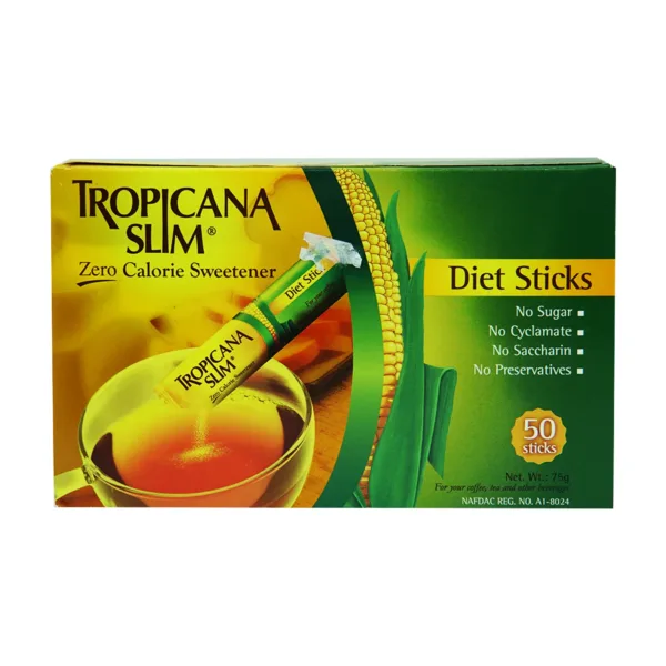Tropicana-Slim-Diet-100g.jpg Tropicana Slim Zero Calorie Sweetener Diet Sticks 50'S - Image 1