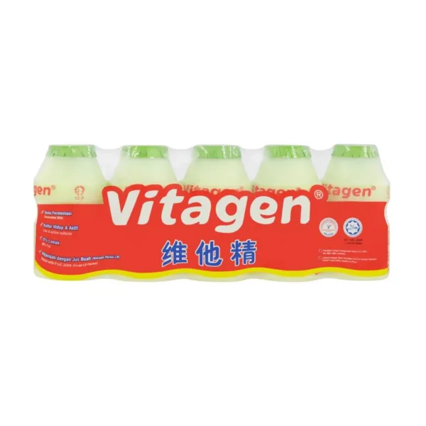 Yakult-apple-drink-5x100ml.jpg Vitagen less Sugar Cultured Milk Drink 5 x 125ml (Assorted) - Image 1