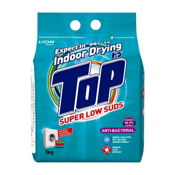 image-PhotoRoom-2023-12-22T181517.630.png Top Detergent Powder Super Low Suds Anti Bacterial - 3Kg - Image 1