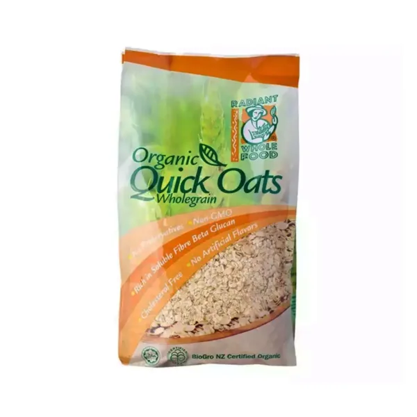 Radiant Whole Food Organic Quick Oats Wholegrain 500g - Image 1