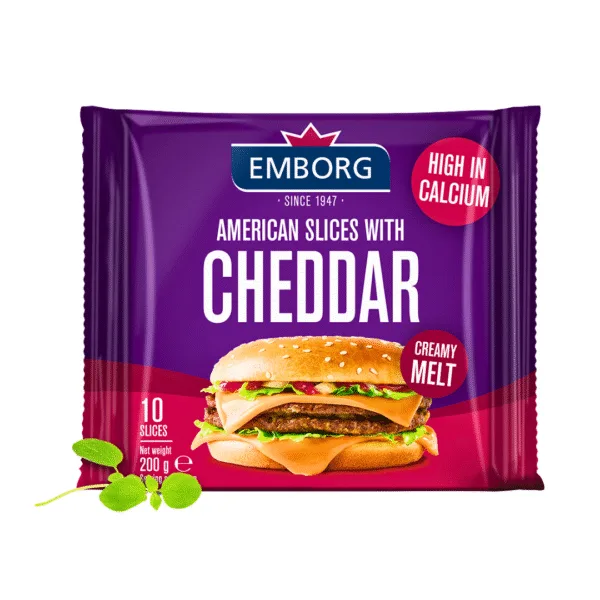 Emborg American 10 Slices With Cheddar - 200g Emborg American 10 Slices With Cheddar - 200g - Image 1