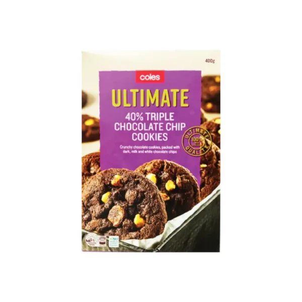 Coles Ultimate Cookies 40% Triple Chocolate Chips - 400g Coles Ultimate Cookies 40% Triple Chocolate Chips - 400g - Image 1