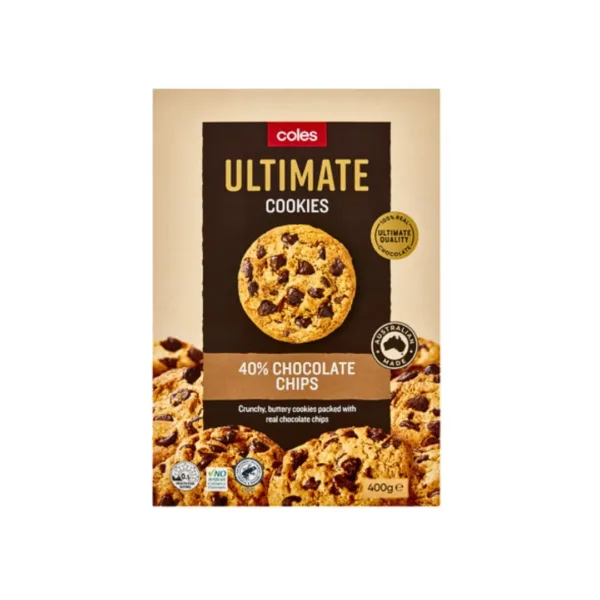 Coles Ultimate Cookies 40% Chocolate Chips - 400g Coles Ultimate Cookies 40% Chocolate Chips - 400g - Image 1