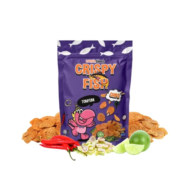 Lekor Bites Crispy Fish Tomyum Chips - 40g - Image 1