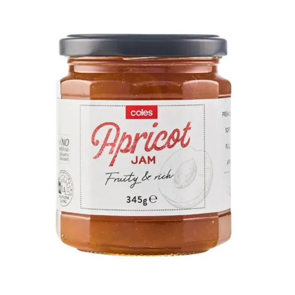 Coles Apricot Jam Fruity & Rich - 345g - Image 1