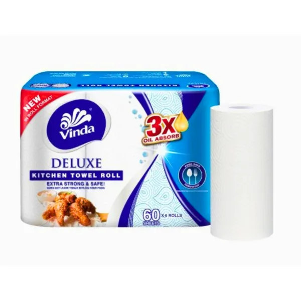 Vinda Deluxe Kitchen Towel Roll 60Sheets - 6Rolls - Image 1