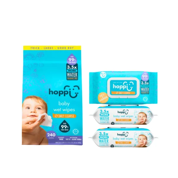 Untitled design - 2025-08-07T155858.728 Hoppi Baby Wet Wipes - 240 Wipes - Image 1