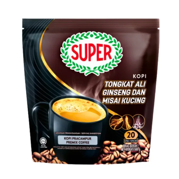 Super Kopi Tongkat Ali Ginseng Dan Misai Kucing 20Sticks - 560g Super Kopi Tongkat Ali Ginseng Dan Misai Kucing 20Sticks - 560g - Image 1